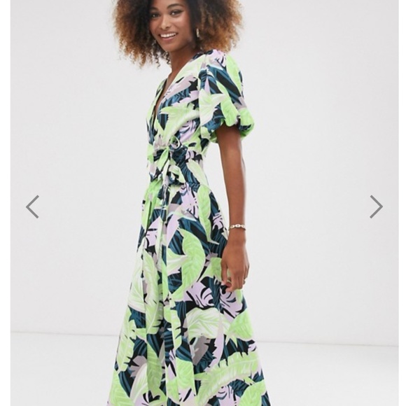 ASOS wrap skater midi dress in palm print - Picture 4 of 4